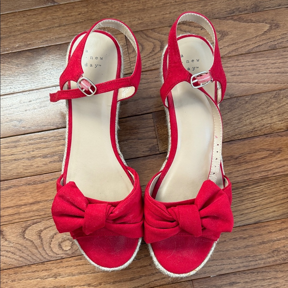 A New Day Women's Bold Red Bow Sandals